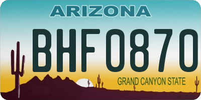 AZ license plate BHF0870