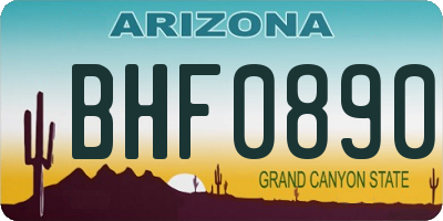 AZ license plate BHF0890
