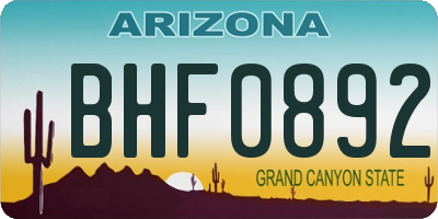 AZ license plate BHF0892