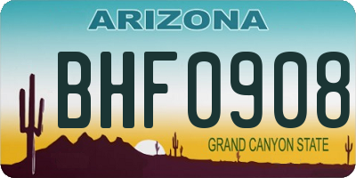 AZ license plate BHF0908