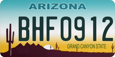 AZ license plate BHF0912