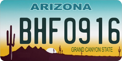AZ license plate BHF0916