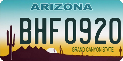 AZ license plate BHF0920