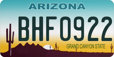 AZ license plate BHF0922