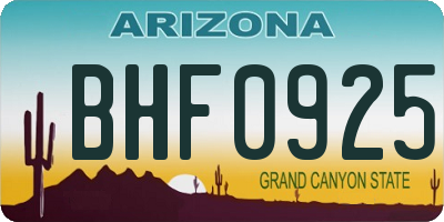 AZ license plate BHF0925