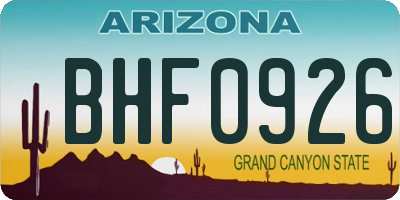 AZ license plate BHF0926