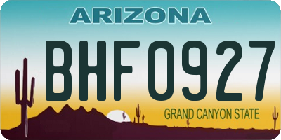 AZ license plate BHF0927