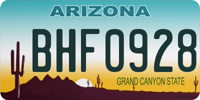 AZ license plate BHF0928