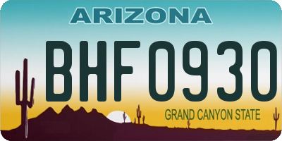 AZ license plate BHF0930