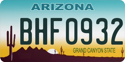 AZ license plate BHF0932