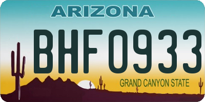 AZ license plate BHF0933