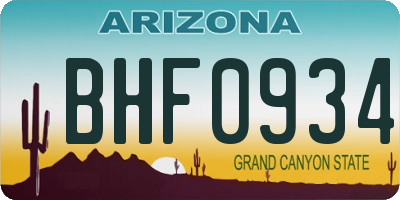 AZ license plate BHF0934