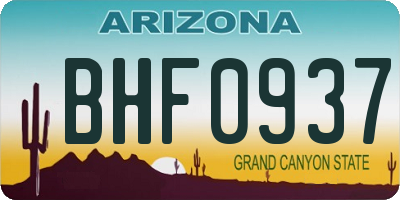 AZ license plate BHF0937