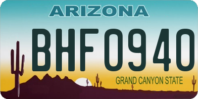 AZ license plate BHF0940