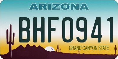 AZ license plate BHF0941