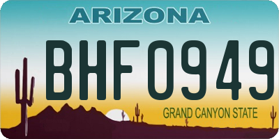 AZ license plate BHF0949