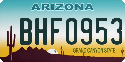 AZ license plate BHF0953