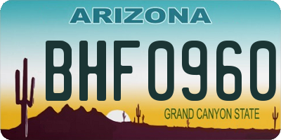AZ license plate BHF0960