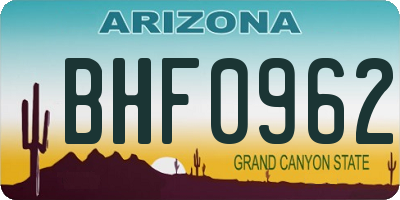 AZ license plate BHF0962