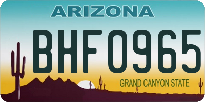 AZ license plate BHF0965