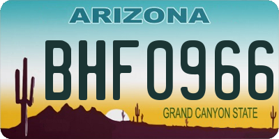 AZ license plate BHF0966