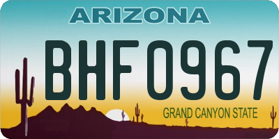 AZ license plate BHF0967
