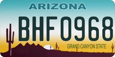 AZ license plate BHF0968