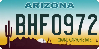 AZ license plate BHF0972