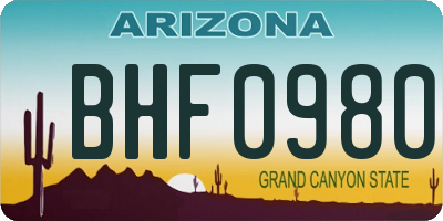 AZ license plate BHF0980