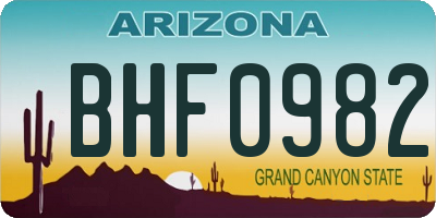 AZ license plate BHF0982