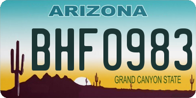 AZ license plate BHF0983