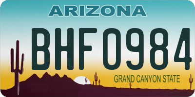 AZ license plate BHF0984