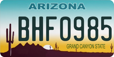 AZ license plate BHF0985