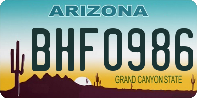 AZ license plate BHF0986