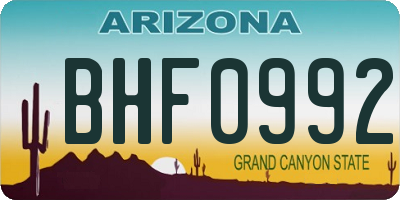 AZ license plate BHF0992