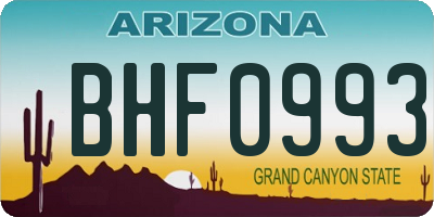 AZ license plate BHF0993