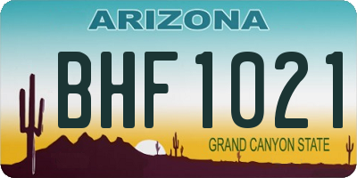 AZ license plate BHF1021