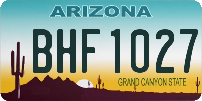 AZ license plate BHF1027