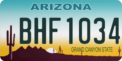 AZ license plate BHF1034