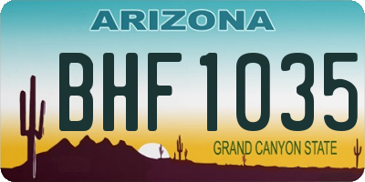 AZ license plate BHF1035