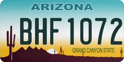 AZ license plate BHF1072
