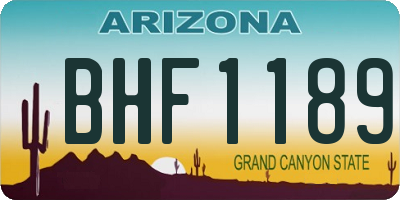 AZ license plate BHF1189