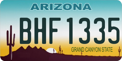AZ license plate BHF1335