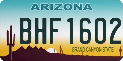 AZ license plate BHF1602