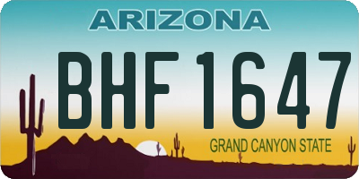 AZ license plate BHF1647