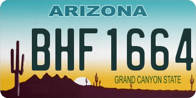 AZ license plate BHF1664