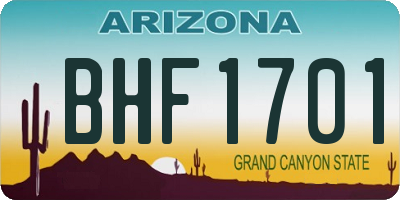 AZ license plate BHF1701