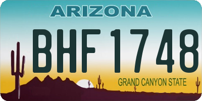 AZ license plate BHF1748