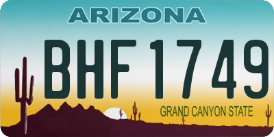 AZ license plate BHF1749