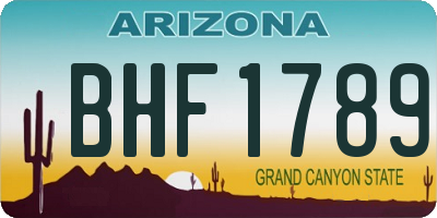AZ license plate BHF1789